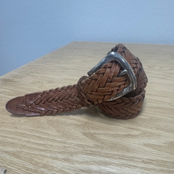 Brighton Braided Leather Belt Size Small Vintage Brown Woven Western Boho main image 7